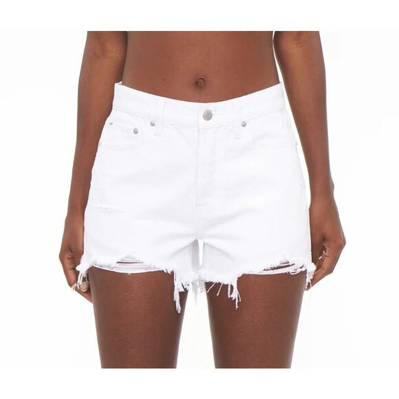 Pistola Women's Denim Raw Hem Cut Off Shorts Distressed‎ Pockets White Size 30 - Picture 1 of 12